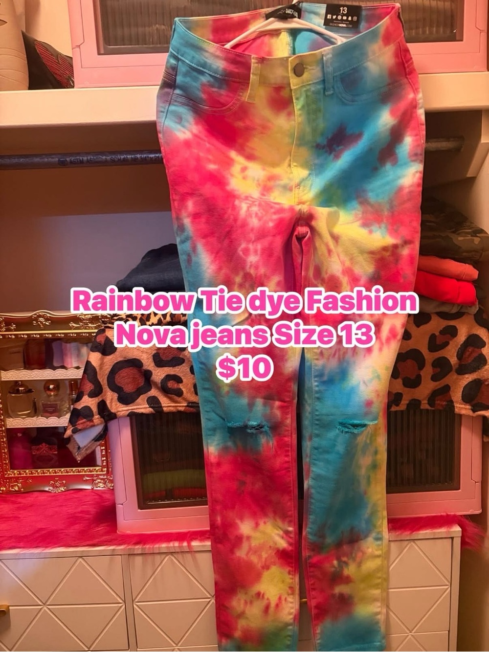 Fashion Nova Rainbow Tie-Dye Skinny Jeans - Multicolor